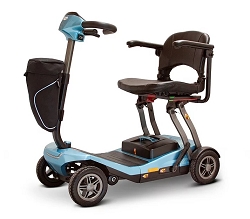 eWheels Remo Auto Folding Scooter w/Cargo Bag - Fast Lightweight Long Range BLUE